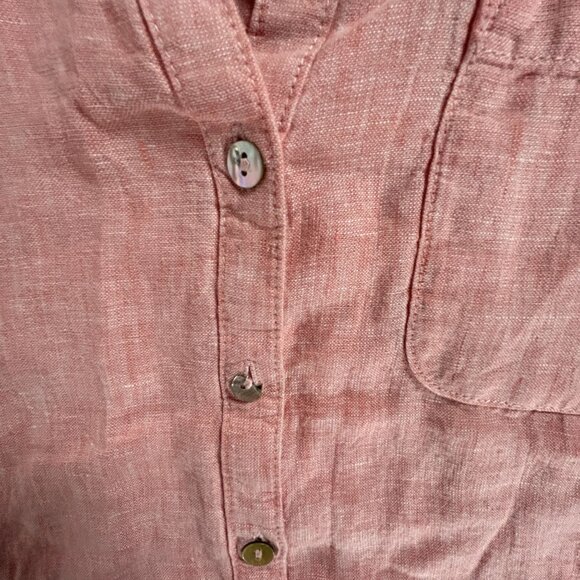 Sigrid Olsen Womens Long Sleeve Button-Down Linen Shirt Top Medium Coral Casual - Picture 5 of 8